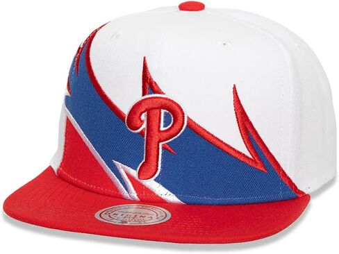 قبعة ميتشل آند نيس فيلادلفيا فيليز Waverunner Snapback، قبعة قابلة للتعديل باللون الأبيض والأحمر in Kuwait