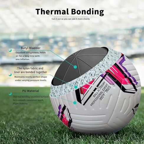 Soccer Ball Size 5 with Pump, Waterproof PU Leather - Professional Training & Official Match Ball, Includes Inflation Needle & Net Storage Bag for Outdoor in Saudi Arabia