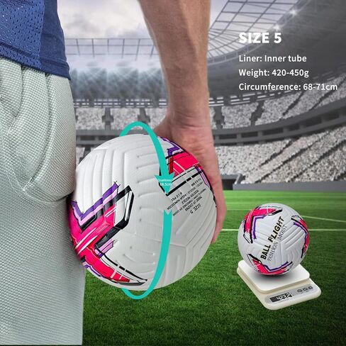 Soccer Ball Size 5 with Pump, Waterproof PU Leather - Professional Training & Official Match Ball, Includes Inflation Needle & Net Storage Bag for Outdoor in Saudi Arabia
