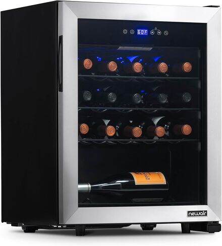 Newair 51 Bottle Wine Cooler Refrigerator | Shadow Series | Freestanding Mirrored Wine and Beverage Fridge with Double-Layer Tempered Glass Door & Compressor Cooling For Reds, Whites, & Sparkling Wine in Saudi Arabia
