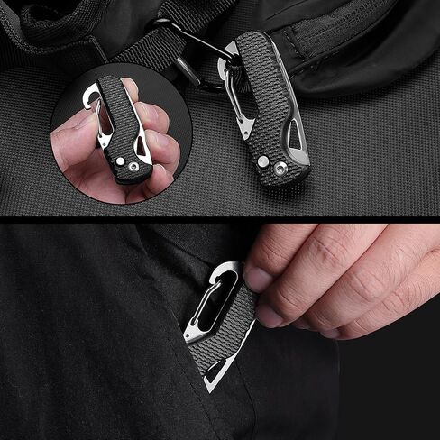 ITOKEY قطعتان من قطع صندوق الأمان، قاطع حزام الأمان EDC مع شفرة خطاف 1.1 بوصة، فتاحة عبوات قابلة للسحب للالتفاف والشريط والحزام، سكين سلسلة مفاتيح صغيرة، أدوات رائعة للنساء والرجال in Saudi Arabia
