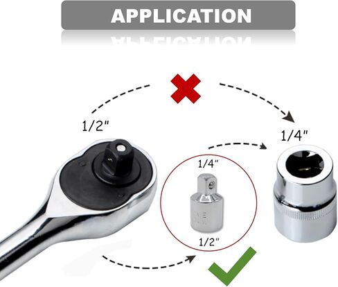 2Pcs 1/2" to 1/4" Socket Adapter, Chrome Vanadium Steel Reducer for Impact Wrench & Automotive Tools (Full Polished) in Saudi Arabia