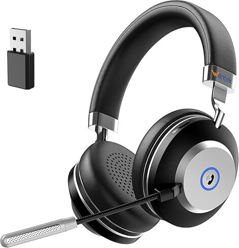 Wantek Wireless سماعات الرأس مع ضوضاء AI إلغاء سماعات الرأس الميكروفون بلوتوث - سماعات Bluetooth V5.2 مع Dongle USB in Saudi Arabia