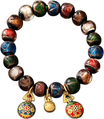 سوار Feng Shui Wealth Guardian - سحر عائلة الوحش الآكل للذهب - رماد البخور والخرز الزجاجي الملون - يجذب الثروة والحماية والطاقة الرخاء in Saudi Arabia
