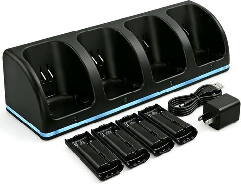 Wii Remote Charger Station 4 Dock for Wii U Charger Cord Buck Retrogable مع أربع بطاريات Wiimote in Saudi Arabia