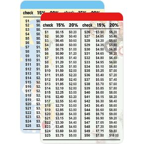 2pcs Tip Calculator Wallet Card 15 and 20 Percent Tip Calculator Wallet Card 2 x 3.5 inch Double-Sided Tip Table Card for Restaurants, Delivery, and Other Services