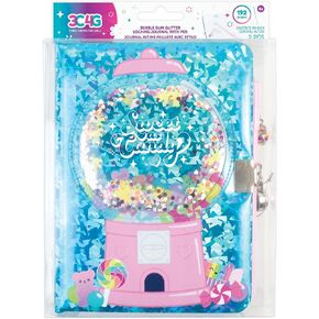 3C4G: Bubble Gum Glitter Locking Journal with Pen - 192 Pages, Take Notes-Design-Sketch, Three Cheers for Girls, Tweens & Kids Ages 6+