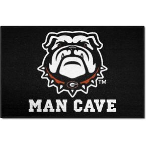 FANMATS 22875 Georgia Bulldogs Man Cave Starter Mat Accent Rug - 19in. x 30in. | Sports Fan Home Decor Rug and Tailgating Mat - Black, Bulldog Logo