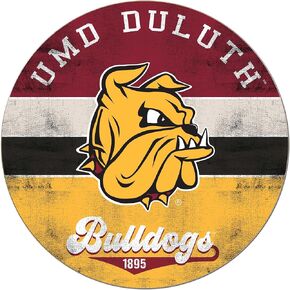 Minnesota Duluth Bulldogs Multi-Color Retro Circle Sign, 20x20 Inches, UMD Bulldogs Decor; Display Your Team Spirit with This Unique University of Minnesota Duluth Bulldogs Wall Art