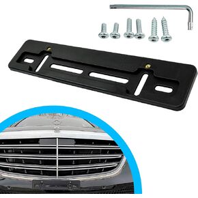 Front Bumper License Plate Mounting Bracket for Mercedes-Benz 2000-2023 + Screws & Wrench Kit