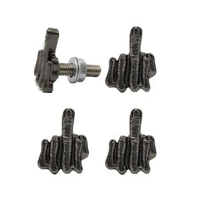 4 Pack License Plate Screws Universal Middle Finger Stainless Steel License Plate Bolt Screw Kit for Car Tag Frame Motorcycle Chopper Bike, Windshield Trim Bolt Screw Kit (Black)