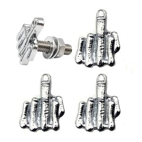4 Pack License Plate Screws Universal Middle Finger Stainless Steel License Plate Bolt Screw Kit for Car Tag Frame Motorcycle Chopper Bike, Windshield Trim Bolt Screw Kit (Black)