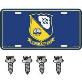 United States Navy Blue Angels USN Automobile Metal License Plate Including Fastener Screws