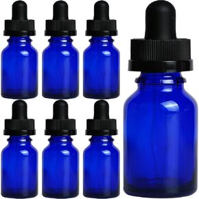 12 زجاجة فارغة من الزجاج الأزرق بسعة 5 أونصة مع قطارة - زجاجة زجاجية سعة 15 مل مع قطارة - زجاجات صغيرة ممتازة للسوائل مثالية كقطرات للزيوت وكزجاجة قطارة للعين in Kuwait
