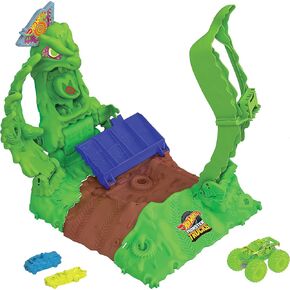Hot Wheels Monster Trucks Toy Truck & Playset, 1 Glow-in-The-Dark 1:64 Scale Gunkster, GITD Arena Smashers Ooze Battle Challenge, 2 Crushable Cars in Saudi Arabia