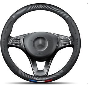 Mercedes-Benz Compatible Car Steering Wheel Cover, Steering Wheel Cover,Premium Leather Car Steering Wheel Cover, Non-Slip, Breathable, Mercedes Benz Compatible Accessories (Black) from 37 cm to 38 cm