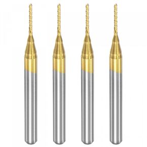 uxcell End Mill CNC Router Bits, 1/8" 3.175mm Shank 1.2mm x 8mm Titanium Coated Tungsten Carbide Left Hand Engraving Milling Cutter for PCB Plastic Fiber Wood 4pcs