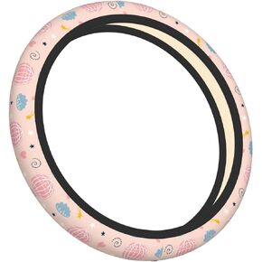 Steering Wheel Cover Cute French Bulldog & Pumpkins,Thicker & Elastic Neoprene Rubber, Anti-Slip Design, Environmentally Friendly & Easy to Install, Suitable for Sedans, SUVs, ATVs and Trucks