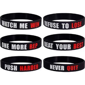 Work Out 6 Pack Inspirational Motivational Wristbands for Athletes
