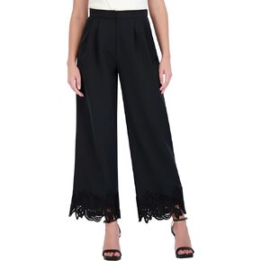 BCBGMAXAZRIA Women's Floral Applique Wide Leg Pants