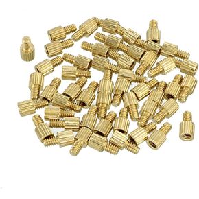 uxcell 50pcs M2 3+3mm Male Thread Brass Round Standoff Spacer Screw PCB Pillar
