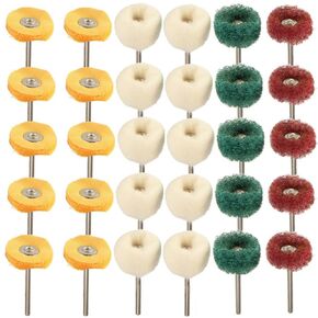 30Pcs Polishing Buffing Wheel Set,Wool Felt Mounted Mandrel Mini Brush Polishing Kit, 1/8"Shank Abrasive Buffing Polishing Wheel Drill for Rotary Tool Accessories Rust Removal