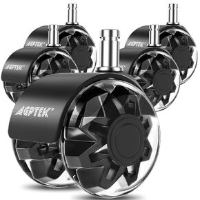 Office Chair Casters Universal Fit 2"Heavy Duty Caster Wheels Dual Wheels Safe Roller Wheel Replacement for Hardwood Floors Mat Carpet Tile, Set of 5