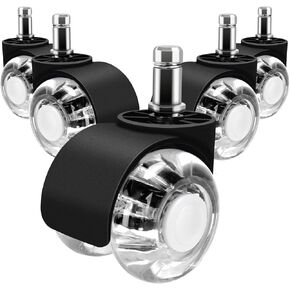 مجموعة عجلات عجلات كرسي المكتب العالمي من MEGREZ مكونة من 5 عجلات أثاث مكتبي عالي التحمل للسجاد الخشبي الصلب، استبدال عجلة الكرسي الدوارة الهادئة مقاس 5 سم، عجلة كريستال in Kuwait