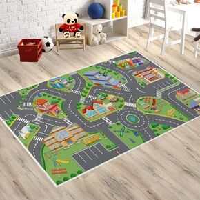 Road Play Map City Car Vehicle Traffic Educational Learning & Fun Game Area Non Slip Boy & Girl Kids Rug Carpet for Children Bedroom, Toddler Classroom & Baby Playroom Mat(Traffic 39*60 inch)