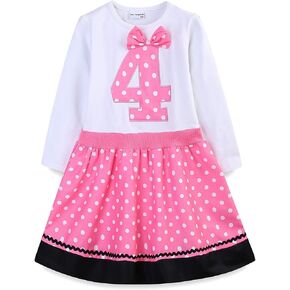 Mud Kingdom Little Girls Birthday Dress Number Gift Cute Polka Dots