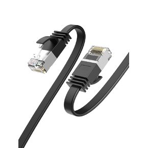 CableCreation Flat Cat8 Ethernet Cable 5FT, 40Gbps 2000Mhz High Speed Slim Internet LAN Cable Cord Gigabit RJ45 Router Cable Compatible for Computer Laptop PS5 PS4, Switch Box PC, TV Box, 1.5m, Black