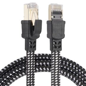 كابل Cat8 Ethernet كابل شبكة LAN للإنترنت عالي السرعة 2000 ميجا هرتز 40 جيجابت في الثانية RJ45 للألعاب وXbox وPS4 وأجهزة المودم وأجهزة التوجيه - متوافق مع شبكات Cat7/Cat6e/Cat5e (Cat8-25FT) in Kuwait