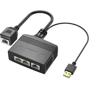 RIIEYOCA 1 to 3 Port 1000 Mbps RJ45 Ethernet Splitter Adapter, 8 Gigabit High Speed LAN Network Splitter Adapter for Cat5, Cat5e, Cat6, Cat7,Cat8,3 Devices Sharing Internet at The Same Time (Male) in Kuwait