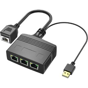 RIIEYOCA 1 to 3 Port 1000 Mbps RJ45 Ethernet Splitter Adapter, 8 Gigabit High Speed LAN Network Splitter Adapter for Cat5, Cat5e, Cat6, Cat7,Cat8,3 Devices Sharing Internet at The Same Time (Male)
