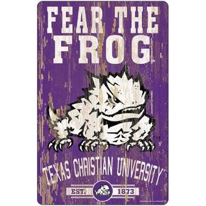 Wincraft NCAA TCU Horned Frogs 11x17 Wood Sign, Team Color, One Size