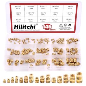 Hilitchi 120Pcs Brass Knurled Nuts Threaded Heat Embedment Nut for Printing 3D Printer and More Projects (M3x8x5)