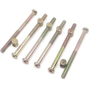 binifiMux M8 x 110mm 65mm Half Thread Furniture Barrel Screws Bolt Nuts Assortment Kit for Crib Cot Bunk Beds Chairs 6 Set