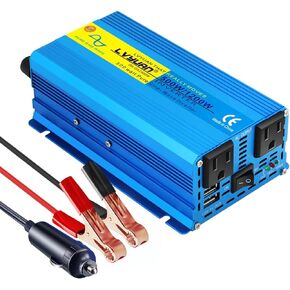 LVYUAN 5000 Watt Heavy Duty 10000(Peak) Pure Sine Wave Power Inverter 12V DC to 110V/120V AC Converter with 4 Sockets, LCD Display, Remote Control and USB Port for Home, RV, Truck, Solar, Emergency