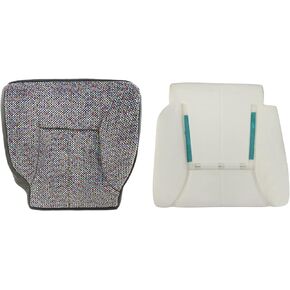 Cloth Mist Gray Driver Side Bottom Replacement Seat Cover & Driver Side Foam Cushion Compatible with Dodge Ram 1500 2500 3500 1998 1999 2000 2001 2002