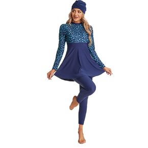 Modest Plus Size Swimsuit for Women with Long Sleeves Full Coverage Bukini Modest Bathing Suit for Girls Padded