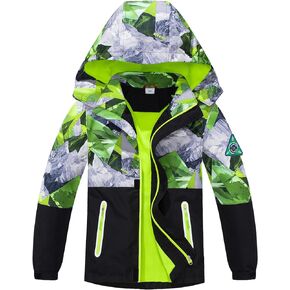 Boys Waterproof Jacket Kids Coat Lightweight Windbreaker Outdoor Fleece Raincoat Hooded