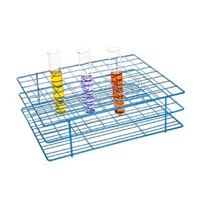 EISCO Blue Epoxy Coated Steel Wire Test Tube Rack, 80 Holes, Outer Diameter Permitted of Tubes 22-25mm or Less, 8x10 Format