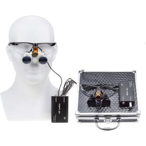 Rigoberto Waist Hanging Style 5W Portable LED Headlight HeadLamp Filter with 3.5×420mm Working Distance Surgical Medical Binocular Loupes Aluminum Box (Black)