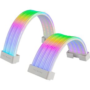 TECWARE Flex RGB Light Strip Set for PSU Extension Cables, GPU Cable and Motherboard Cable LED Cover, 5V 3 pin ARGB Sync PC Case Accessory, Compatible with 8-pin, 16-pin, 24 pin (White)