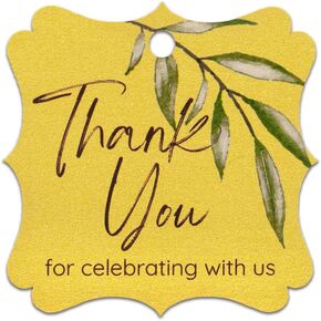 Summer-Ray 50pcs Thank You Tags Wedding Birthday Bridal Shower Favors Gift Tags with Olive Leaves (Kraft Brown Thank You for Celebrating with us)