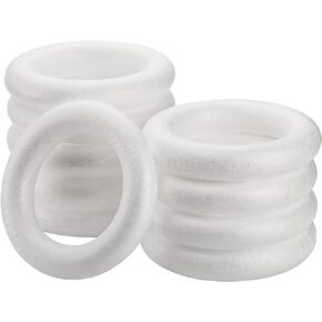 Lyellfe 10 Pieces Foam Wreath Forms, 8 Inch Craft Foam Circles, Round Polystyrene Rings, Craft Foam Wreath Circles for DIY, Christmas Holiday, Home Decor