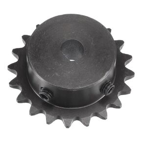 uxcell 20 Tooth Roller Sprocket B Type, 25 Chain Single Strand 1/4" Pitch, 10 x 9mm Bore Black Oxide C45 Carbon Steel with Set Screws for ISO 04C Chain