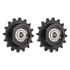 uxcell 2pcs ANSI #40 / DIN(ISO)08A Roller Chain Idler Sprocket 10mm Bore, 1/2" Pitch, Hardened 16 Tooth Tensioner Sprocket, Insert 2 Bearings (B Type)