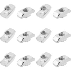MroMax Sliding T Slot Nuts M6 Half Round Roll in T-Nut for 4040 Series Aluminum Extrusion Profile Carbon Steel Nickel-Plated Silver Tone 30Pcs