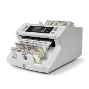ماكينة عد النقود Safescan 2250 مع ميزة الكشف عن التزييف، وعملات متعددة، وأوضاع الإضافة/الدفعة، وشاشة LCD، وعمليات عد عالية السرعة وفرز 1000 ورقة نقدية في الدقيقة، وفحص التزييف بثلاث نقاط